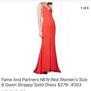 FAME AND PARTNERS Red Silk Gown New Defects 6